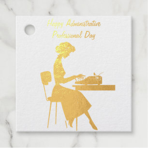 Étiquette-cadeau Assistante Administrative Vintage – Bureau Rétro