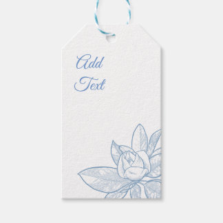 Étiquette cadeau avec magnolia bleu et texte modif