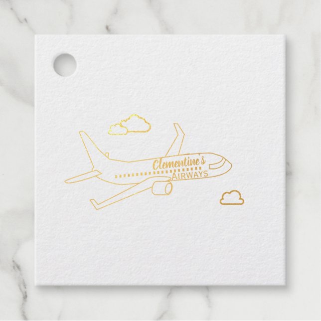 Étiquette-cadeau Avion personnalisable (Devant)