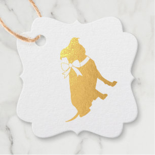 Étiquette-cadeau Baby shower de chien taureau rose