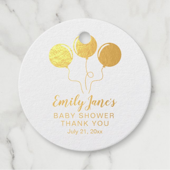 Étiquette cadeau Baby shower Foil Gold (Devant)