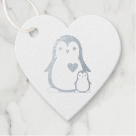 Étiquette-cadeau Baby shower Pingouin mignon fille rose