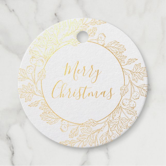 Étiquette-cadeau Baies d'hiver Golden Foil (Devant)