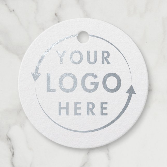 Étiquette-cadeau Balise cadeau de votre logo Silver Foil (Devant)