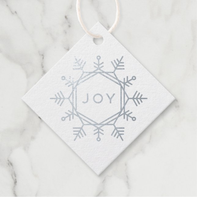 Étiquette-cadeau Balise cadeau Foil Joy Snowflake (Devant)