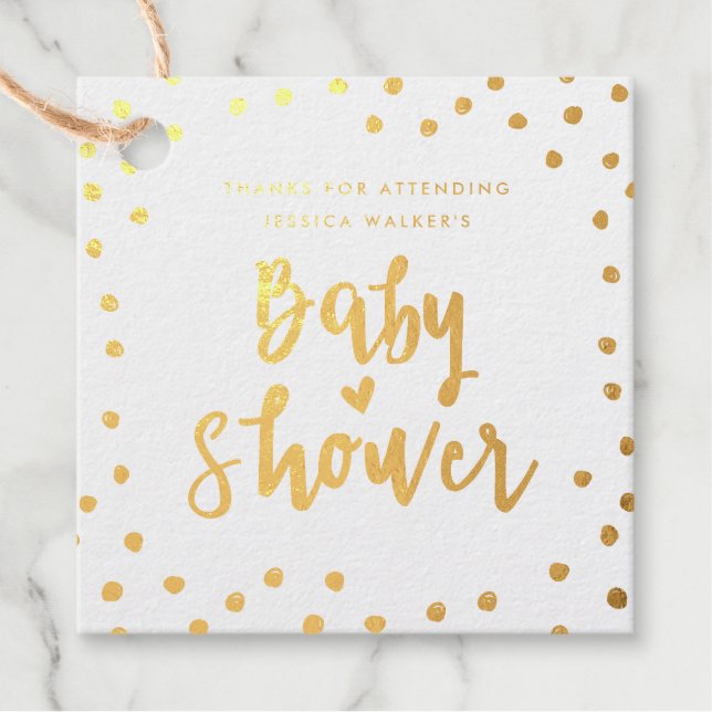 Étiquette-cadeau Balise de baby shower de préférence pour points éc (Devant)