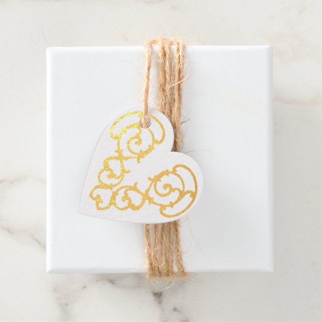 Étiquette-cadeau Balise Favoriser le filigree Heart Foil (Avec boite)