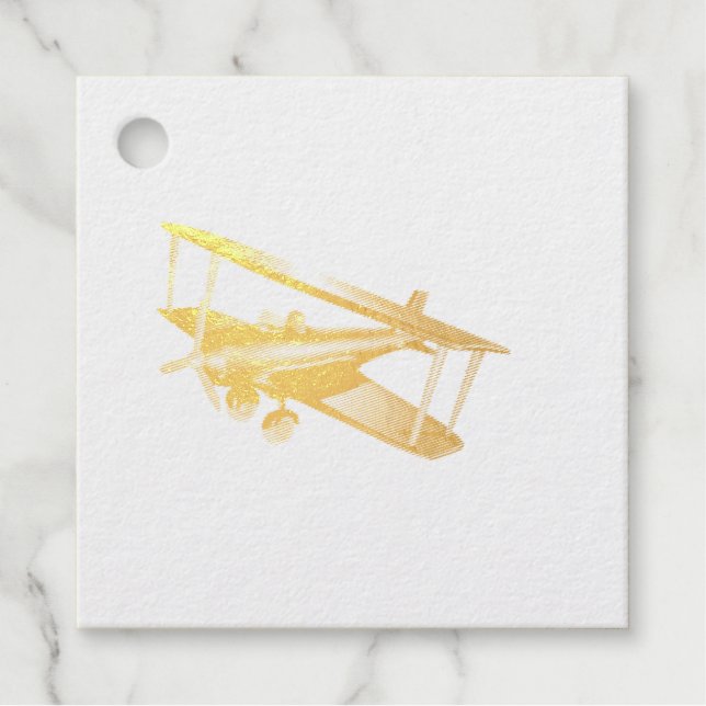 Étiquette-cadeau Balise Foil Favor Bi-plane rouge (Devant)
