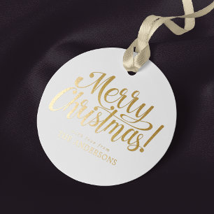 Étiquette-cadeau Balise Joyeux Noël Gold Foil