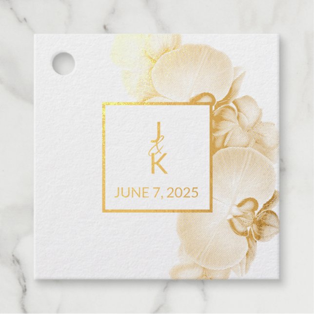 Étiquette-cadeau Balise mariage de deux monogrammes Foil Favoriser (Devant)