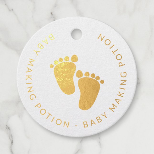 Étiquette-cadeau Bébé mignon Empreintes Bébé Bleu Faire Potion (Devant)