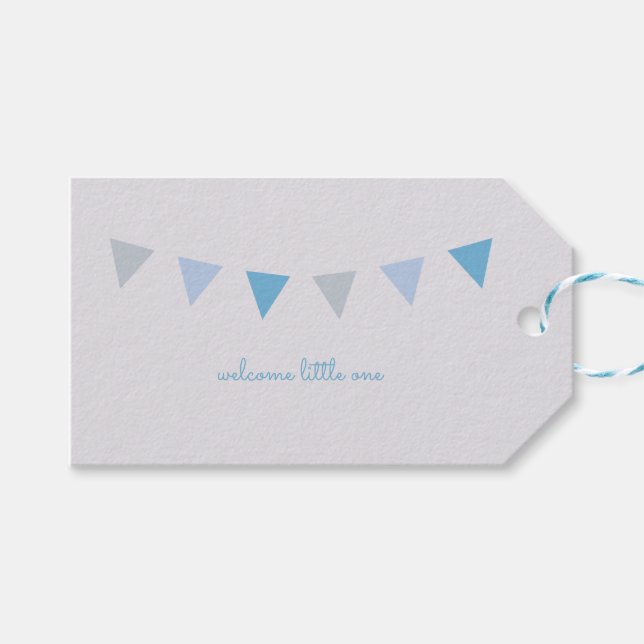 Étiquette cadeau Bienvenue Little One {Bleu clair  (Devant (Horizontal))