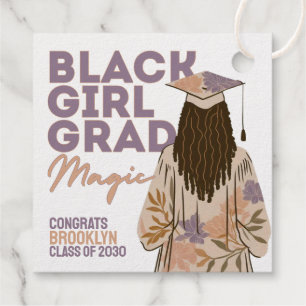 Étiquette-cadeau Black Girl Grad Magic Floral Boho Graduation Party