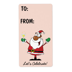 Étiquette cadeau Black Père Noël Holiday Toast