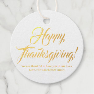 Étiquette-cadeau Bon thanksgiving texte de script personnalisé élég