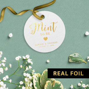 Étiquette-cadeau Bonbon à la Menthe de Mariage à Feuille de Metal