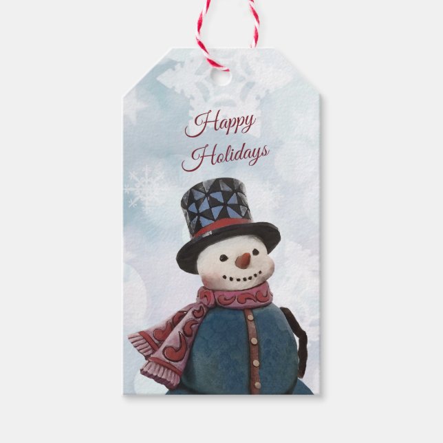 Étiquette cadeau bonhomme de neige (Devant)
