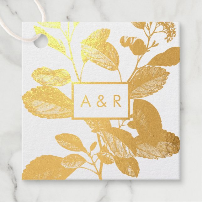 Étiquette-cadeau Botanical Glamour | Balises d'or (Devant)