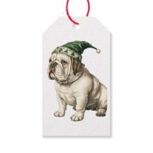 ÉTIQUETTE CADEAU BOULEDOGUE AVEC CHAPEAU PÈRE NOËL