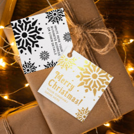 Étiquette-cadeau Business élégant Joyeux Noël Snowflakes Nom