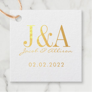 Étiquette-cadeau cadeau de mariage au chocolat élégant monogramme