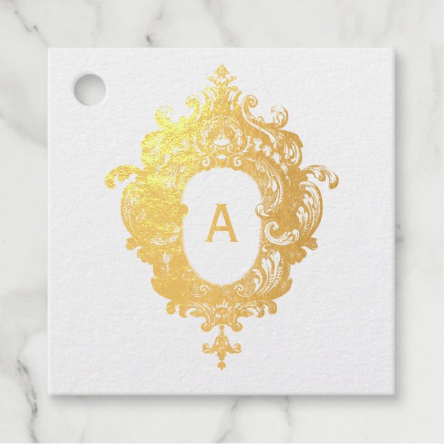 Étiquette-cadeau Cadre Monogramme Orné (Devant)
