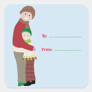 Étiquette cadeau Calin de Noël Autocollant carré