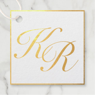 Étiquette-cadeau Calligraphie Élégant Luxe Mariage Feuille D'or