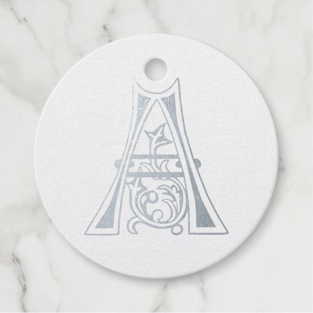 Étiquette-cadeau Capitale décorative botanique médiévale A (Devant)