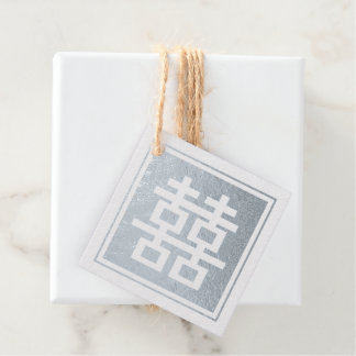 Étiquette-cadeau Carré Classique Double Bonheur Mariage Chinois Fo