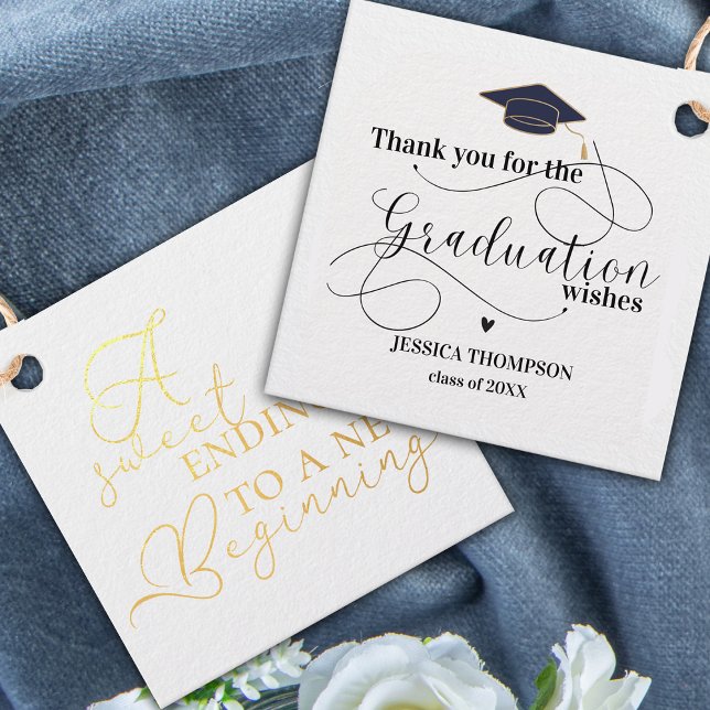 Étiquette-cadeau Classe de Merci 2025 pour les voeux de diplôme (Class of 2024 Thank You for the Graduation Wishes Foil Favor Tags)