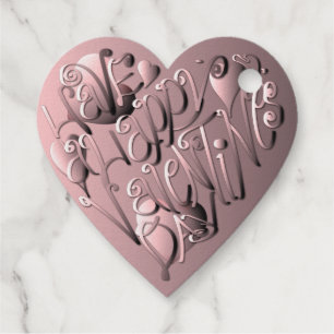 Étiquette-cadeau Coeur "Heureuse Sainte-Valentin"