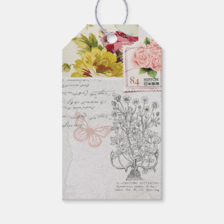 Étiquette cadeau collage de rose
