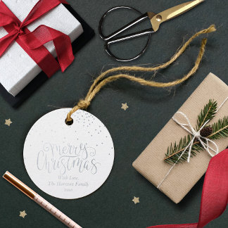 Étiquette-cadeau Confetti Typographie Joyeux Noël
