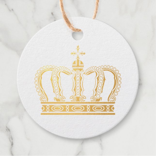 Étiquette-cadeau Couronne d'or - luxe royal (Devant)