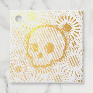 Étiquette-cadeau Crâne floral