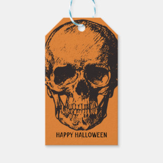 Étiquette Cadeau CRÂNE ORANGE ET NOIR