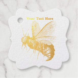 Étiquette-cadeau Crânes d'abeilles gothiques Déplaisants d'or sur l