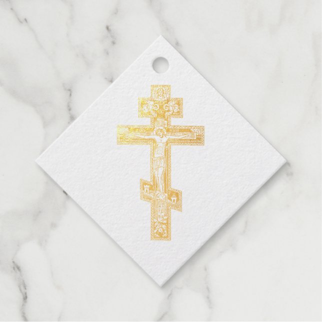 Étiquette-cadeau Croix orthodoxe orientale (Devant)