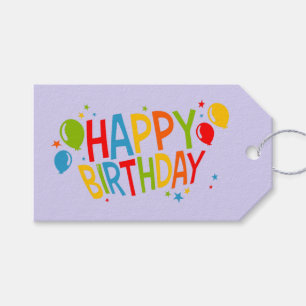 Étiquette cadeau d'anniversaire avec ballons