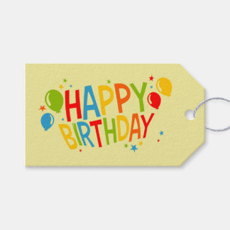 Étiquette cadeau d'anniversaire avec ballons