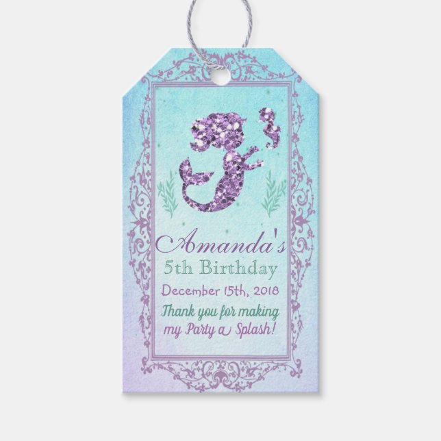Étiquette cadeau d'anniversaire Mermaid Invitation (Devant)
