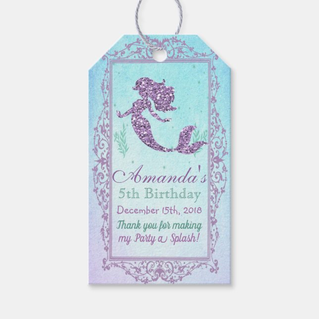 Étiquette cadeau d'anniversaire Mermaid Invitation (Devant)