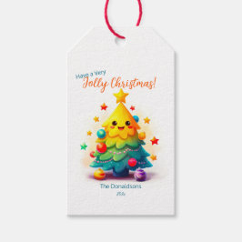 Étiquette cadeau d'arbre de Noël amusant