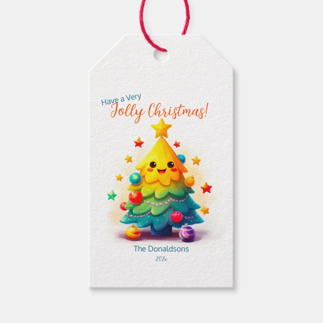 Étiquette cadeau d'arbre de Noël amusant (Devant)
