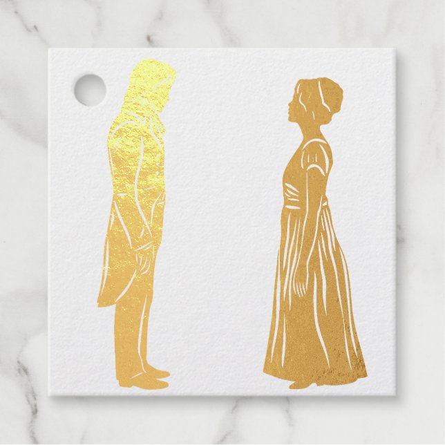 Étiquette-cadeau Darcy & Elizabeth Silhouette (Devant)