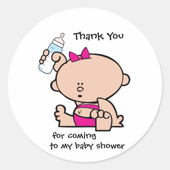 Étiquette cadeau de Baby shower fille Merci (Devant)