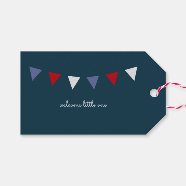 Étiquette cadeau de bienvenue Little One {Navy et  (Devant (Horizontal))