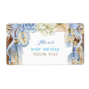 Étiquette Cadeau de Bouteille d'Eau Attrape-Rêve Boho Merci