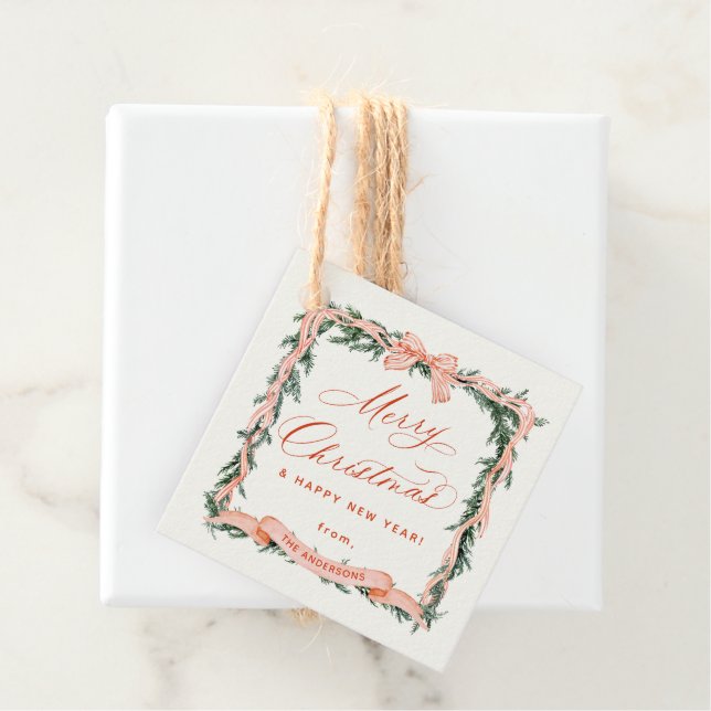 Étiquette cadeau de cadre de Noël CHRISTMAS GARLAN (En situation)